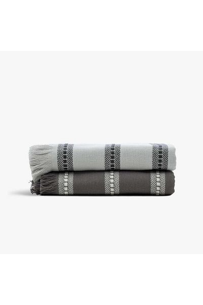 Green Black Neva Grey/Anthracite 100% Cotton 2 Piece Towel Set 50X70 cm