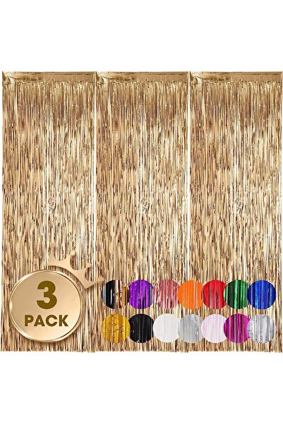 Choice مجموعة من 3 ستائر من ورق القصدير المعدني اللامع لحفلات أعياد الميلاد ورأس السنة الجديدة