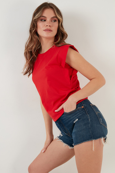 Lela Αμάνικο μπλουζάκι από βαμβακερό λαιμόκοψη 5864019