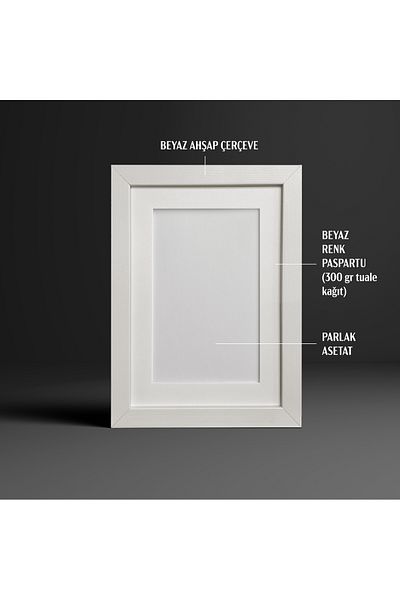 HOMEPACK With Mat, White Wooden Photo Frame, Desktop Frame, Mdf Legs, Paspartuçerçevemasaüstü
