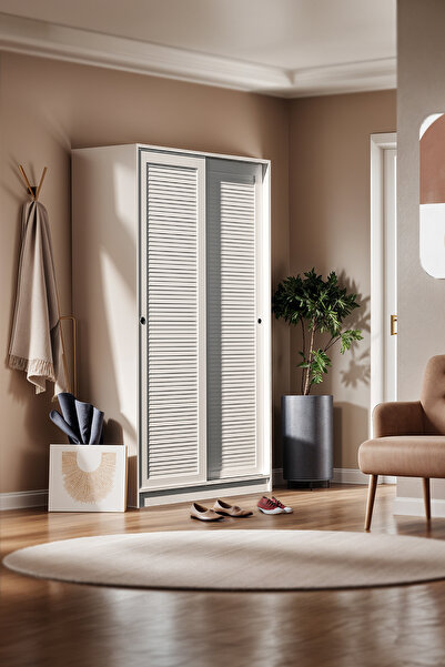 DEKOREX Prt-120-beyaz -sürgü Panjur Kapaklı Portmanto