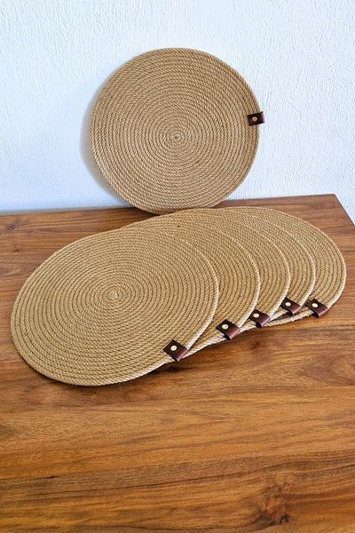 MKY 6 Jute Wicker Presentation Plates - Plates and American Serving 32 cm