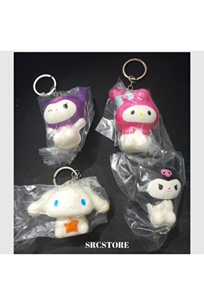 Marketica Kuromi Sukuşi Figürlü Yumuşak 4'lü Anahtarlık Çanta Süsü