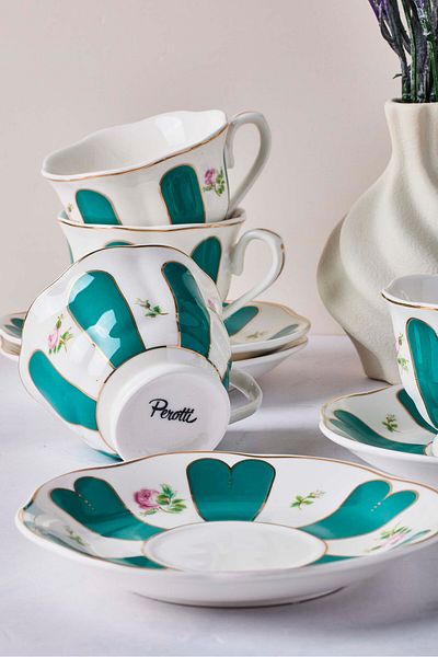 Perotti Beyoğlu 12-Piece Porcelain Coffee Set for 6 People