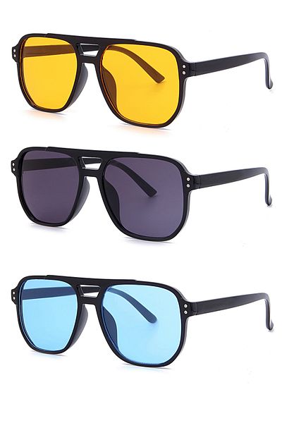LUPİX Women's Men's Colorful Glass Unisex Set of 3 Sunglasses