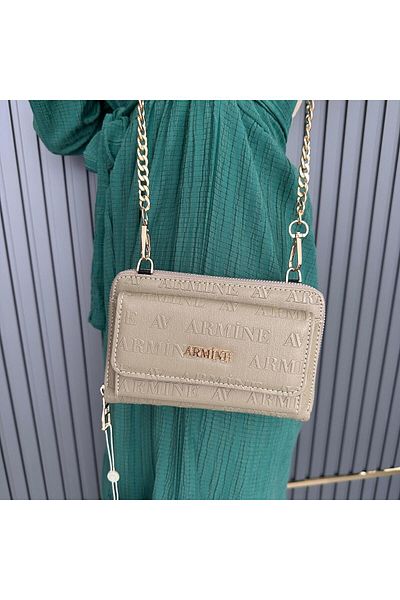 Armine KHaki Color Laser Cut Bag - AR32403