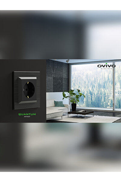 Ereğli Enerji Ovivo  Siyah Topraklı Priz+Çerçeve
