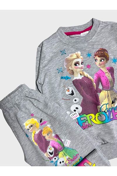 ALİŞ KİDS Girl's Cotton Gray Snowflake Girl's Print Long Sleeve Seasonal Pajamas Set