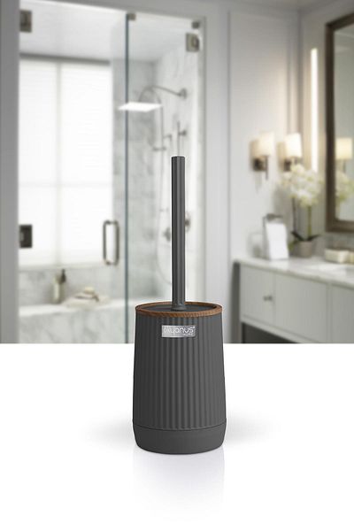 Okyanus Home Βούρτσα Nida Anthracite Wood με μοτίβο Eco WC