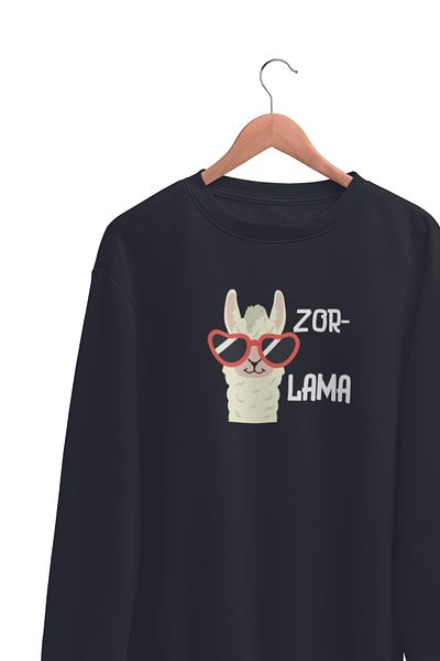 qoeuyl boutique Forced-Lama Printed Fun Funny Gift Crew Neck Unisex Sweatshirt