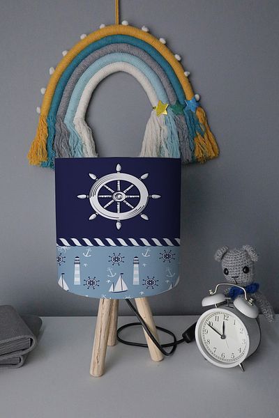 BelezaHome Blue Lighthouse Ship Decorative Children's Room Lampshade