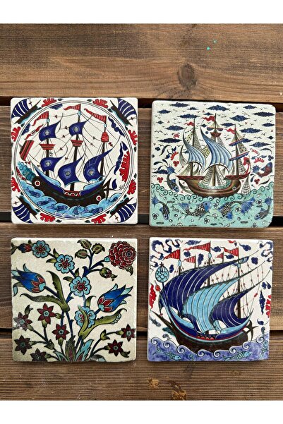 woodhomeworks Set of 4 Colorful Printed Natural Stone Glasses