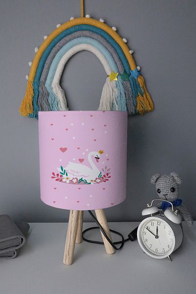 BelezaHome Pink Swan Decorative Decorative Children's Room Lampshade