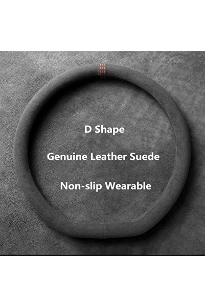 Choice أغطية عجلة القيادة للسيارة على شكل حرف D باللون الأحمر من جلد البقر وا...