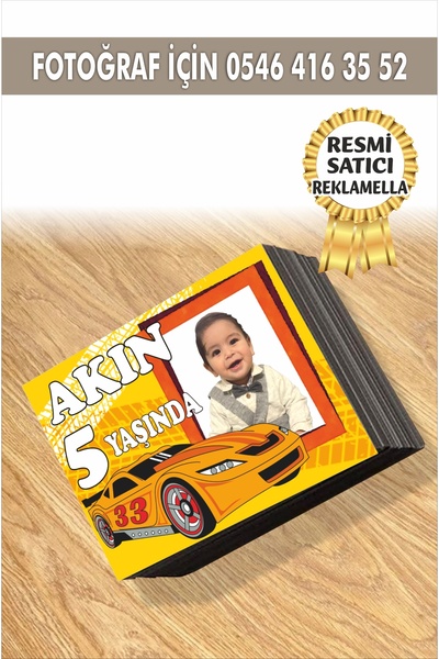 reklamatolye Kişiye Özel Resimli Doğum Günü Magneti Arabalar Temalı 7x5 Cm 10...