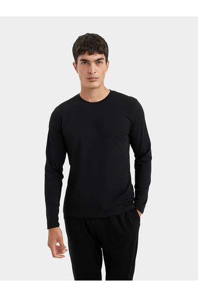 DeFacto Solid Slim Fit Crew Neck Pyjama Top
