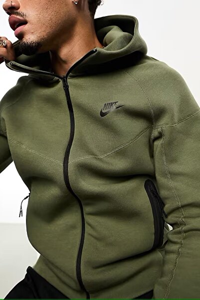Nike Tech Fleece Full Zip Windrunner Hoodie - Πράσινη κουκούλα Unisex Χακί Πράσινη