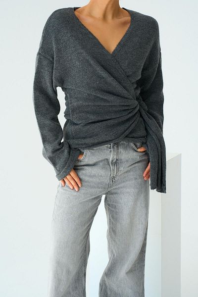 OzBeauty Women's Oversize Sweater with Tie Detail