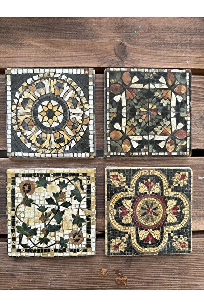 woodhomeworks Set of 4 Colorful Printed Natural Stone Glasses