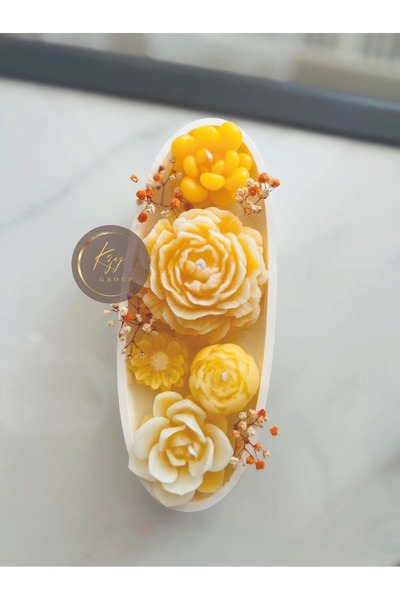 kzygroup Ev dekorasyon kayık tabak çiçek bahçesi mumluk set