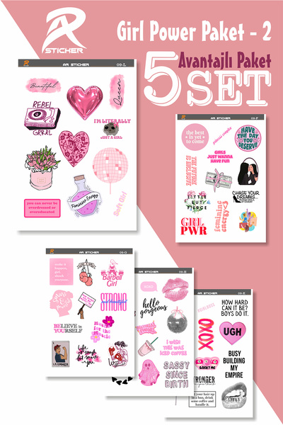 AR Sticker Renkli Girl Power Temalı Laptop Notebook Tablet Sticker Avantajlı ...