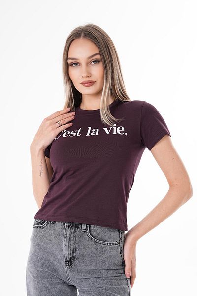 ŞİMAL Tricou de damă cu imprimeu text cu decolteu 250148   -