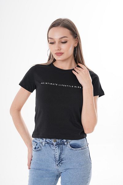 ŞİMAL Tricou de damă cu imprimeu text cu decolteu 250121   -