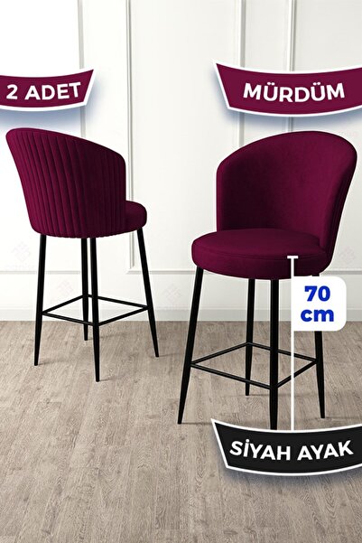 Canisa Fora Serisi 2 Adet Mürdüm Sandalye Ada Mutfak Bar Sandalyesi Babyface ...