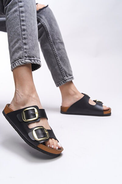 Riccon Papuci Vylsula pentru femei cu cataramă dublă 0012602   Negru