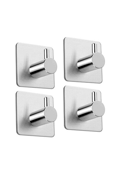 DELTAHOME Paslanmaz Çelik Yapışkanlı Kağıt Havluluk - Tuvalet Kağıtlığı - 4 Adet Askılık SET INOX