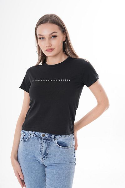 ŞİMAL Tricou de damă cu imprimeu text cu decolteu 250121   -