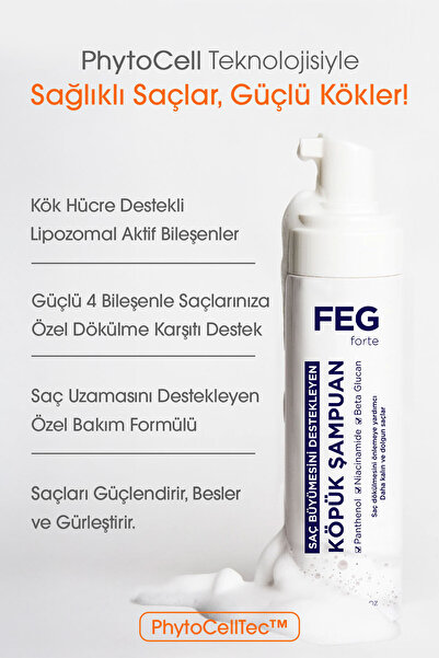 FegForte 2 Adet Feg Forte Saç Büyümesini Destekleyen Köpük Şampuan - 200mL
