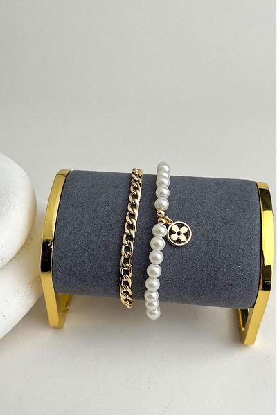 Modex Double Bracelet with Pearl Row (18+5cm)
