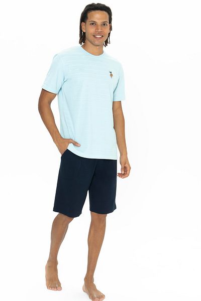 U.S. Polo Assn. Σετ μπλουζάκι και σορτς με λαιμόκοψη, τσέπη, ριγέ, ανδρικό, κοντομάνικο