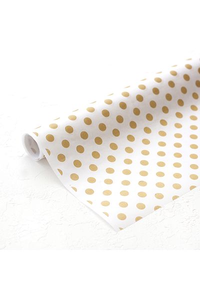Bimotif Gold-White Metallic Polka Dot Pattern, 70X100 Cm, 100 Pcs Package Paper