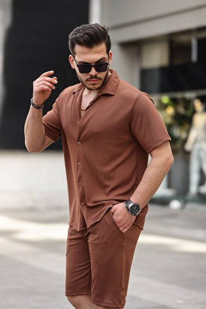 ROBERTO BORNOVA Twist Fabric Short Sleeve Shirt - Shorts Bottom Top Set