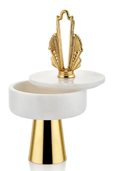 SETABIANCA Evza Artdeco Λευκό Μαρμάρινο Μπολ με Καπάκι 15*15*29 εκ