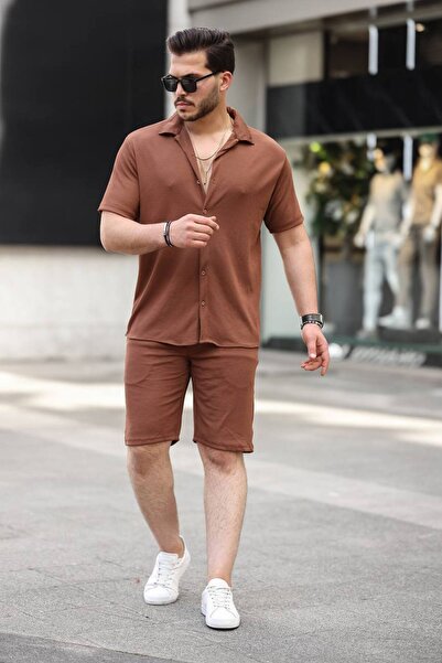 ROBERTO BORNOVA Twist Fabric Short Sleeve Shirt - Shorts Bottom Top Set