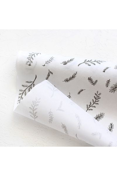 Bimotif 70X100 cm Black-And-White Leaf Patterned Package Paper 100 Pcs