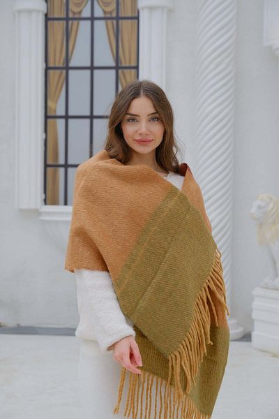 SUVE GOLD Winter Soft Textured Tassel Detailed Shoulder and Neck Shawl-Neckerchief