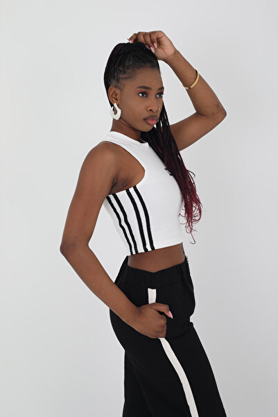 Viskosa Side Striped Crop Tank Top