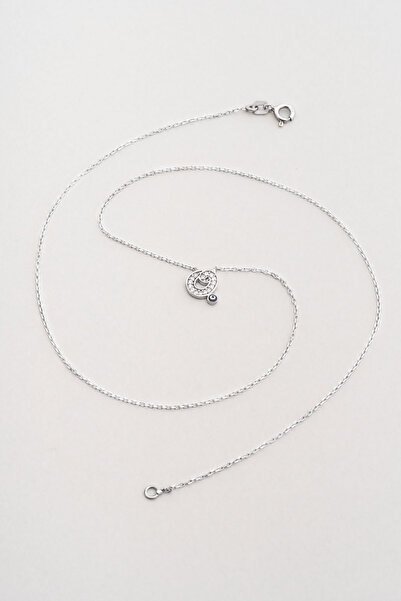 So CHIC... O Harfi 18 Ayar Beyaz Altın Kaplama 45 Cm Gümüş Nazar Kolye