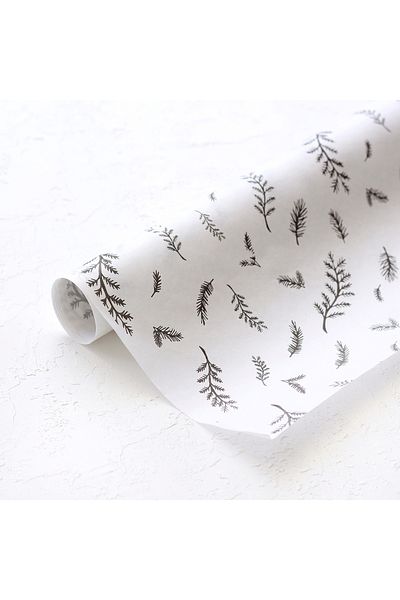 Bimotif 70X100 cm Black-And-White Leaf Patterned Package Paper 100 Pcs