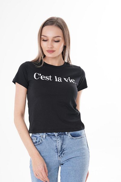 ŞİMAL Tricou de damă cu imprimeu text cu decolteu 250148   -