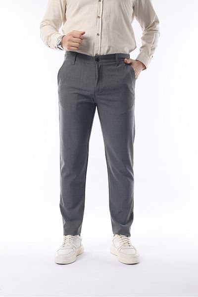 İDS COLLECTİON Pantaloni din țesătură din lycra flexibili de calitate, de culoare gri, de culoare gri Ids pentru bărbați