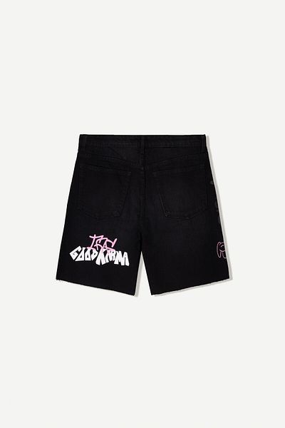Bershka Printed denim Bermuda shorts