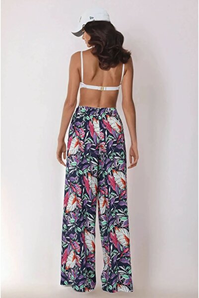 Hiccup Relaxed Cut Elastic Waist Patterned Trousers