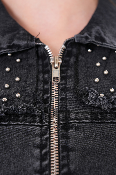 sarıdağ Denim Jacket with Pearl Details