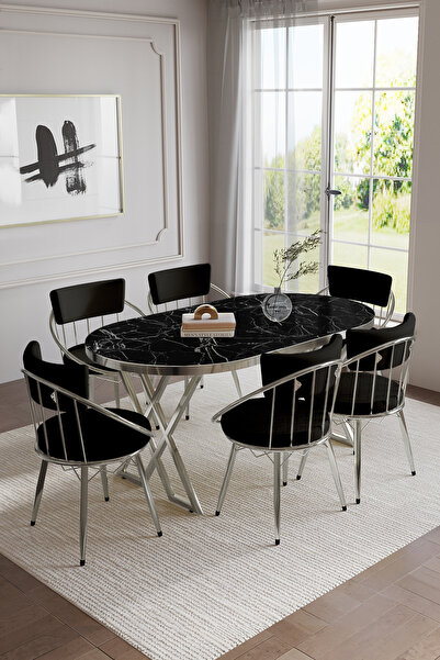 BY ORHAN GÜZEL Mutfak Masası Takımı,6 Kişilik Mutfak Masa Takımı , Uzay X Mas...