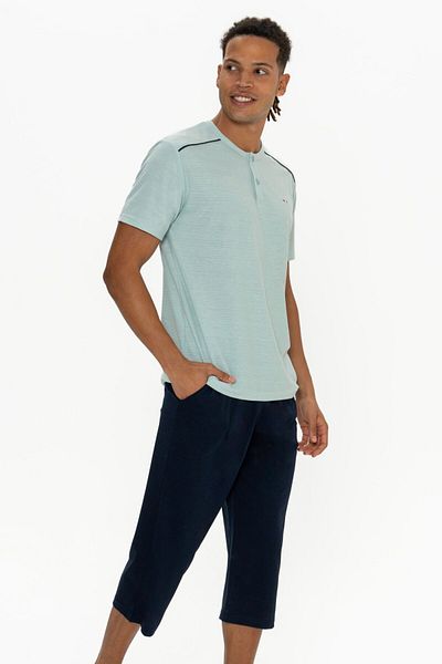U.S. Polo Assn. Set tricou cu mânecă scurtă și capri pentru bărbați - cu nasturi și buzunare